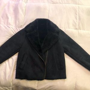 Suede moto jacket with faux fur lining - Uniqlo S